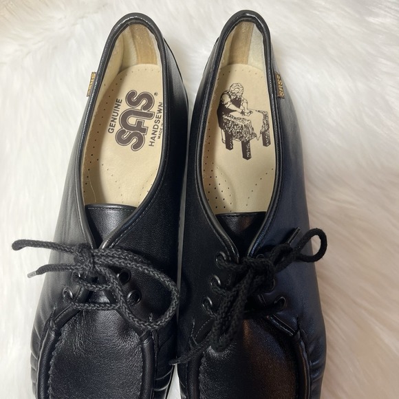 SAS Siesta Lace Up Loafers Women's Sz 10.5 M Black Leather Comfort Tie - Picture 11 of 11